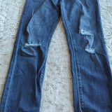 Hudson Darker Wash Distressed Nico Mid Rise Ankle Raw Hem Blue Jeans Size 27