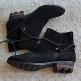 SOREL Farah Black Suede Waterproof Short Boot with Tassel Tie Detail Size 10