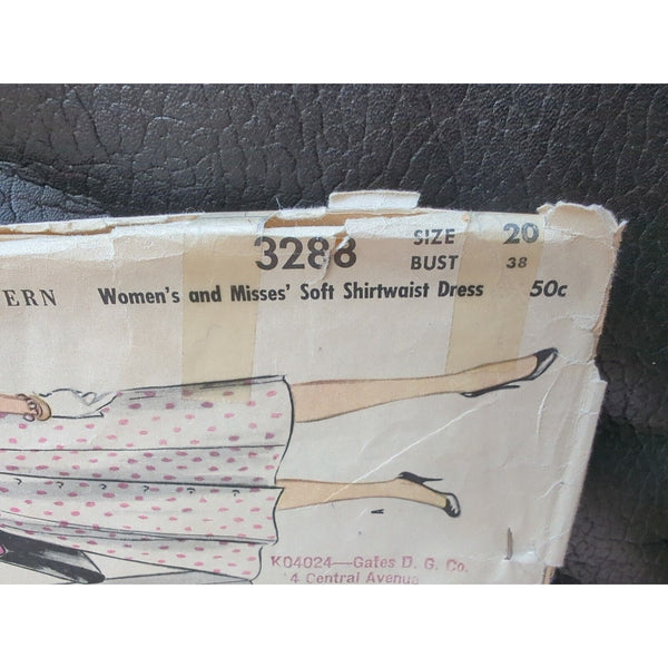 3288 Vintage McCalls SEWING Pattern Misses 1950s Long Sleeves A Line Dress