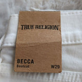True Religion Becca White Mid Rise Bootcut Jeans Size 29 Waist 30 Inches NWT