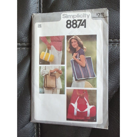 8874 Simplicity Vintage 70's Tote Bag Sewing Pattern Sz. One Size