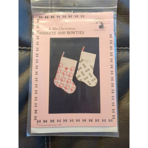 A 30s Christmas stockings Baskets & Bowties quilting pattern,Tomorrows Heirlooms
