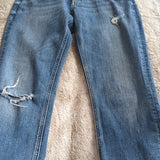 Silver Distressed Mid Rise Raw Hem Boyfriend Blue Jeans Size 25