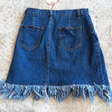 Hayden Bottom Fringe A Line Blue Denim Jean Skirt Size S Waist 26 Inches