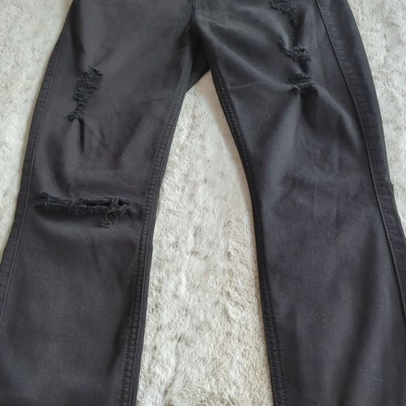 7 For All Mankind Distressed Mid Rise Blair The Ankle Skinny Black Jeans Size 27