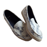Cole Haan Nantucket Espadrille Chalk Python Leather Embossed Loafers Size 9B