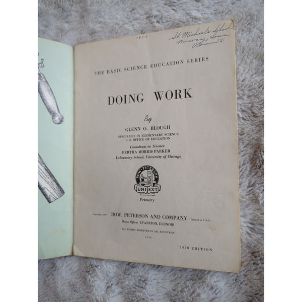 DOING WORK 1950 SC Basic Science Education Series Children's Vtg Glenn Blough