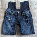 Vigoss Lower Rise Distressed The Boyfriend Rolled Skinny Blue Jeans Size 1