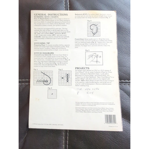 1992 Leisure Arts Leaflet 2322 ZODIAC MUGS buy Holy DeFount Cross Stitch Pattern