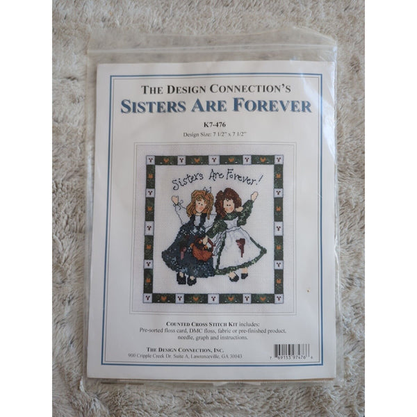 The Design Connection Counted cross stitch kit Sisters Are Forever #K7-476 Vtg