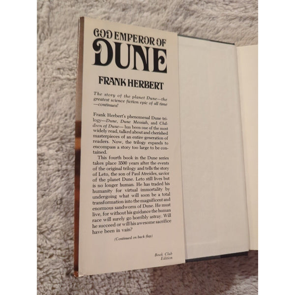 God Emperor Of Dune Book Club Edition Frank Herbert HC DJ Vtg 1981 Gutter L19