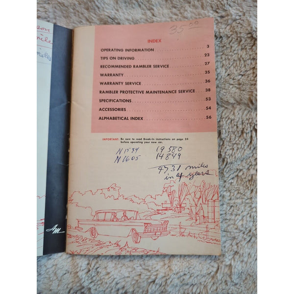 AMC Rambler 1961 OEM Owner's Manual Hand-Book Service Repair Instruction Guide