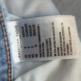 American Eagle Lighter Wash Button Down Super Stretch Mini Jean Skirt Size 8