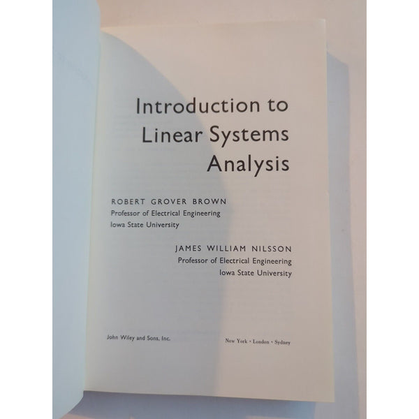 Introduction to Linear Systems Analysis HC 1966 Robert Brown James Nilsson Vtg