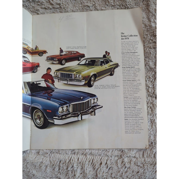 1974 FORD TORINO GRAN TORINO SPORT BROUGHAM Original Dealer Sales Brochure Vtg