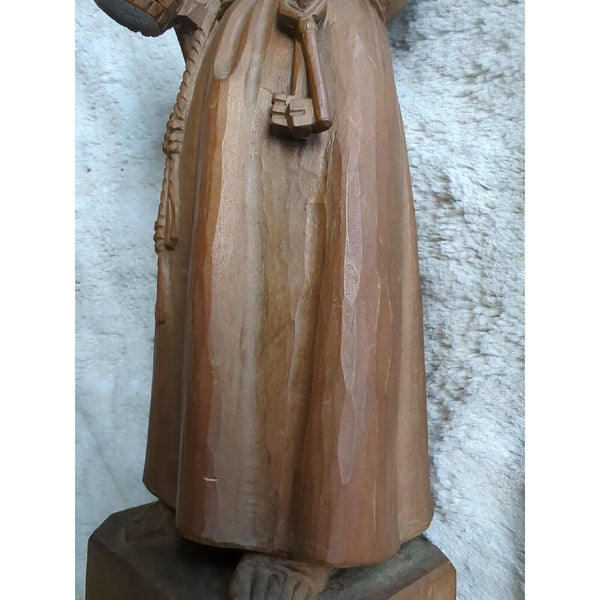 Vtg 16" WOOD HAND CARVED Beer DRINKING MONK FRIAR ABBOT FIGURE STATUE GERMANY