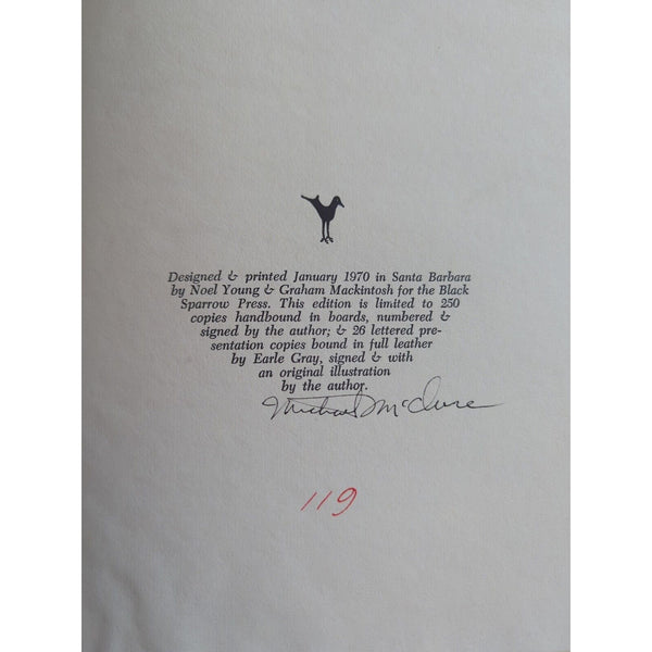 Michael McClure THE CHERUB HC Limited ISSUE 119/250 SIGNED 1st Edition 1970