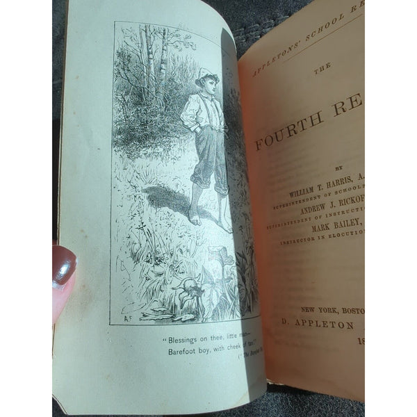 Appleton's School Reader The Fourth Reader 1885 Hard Cover Distressed Antique