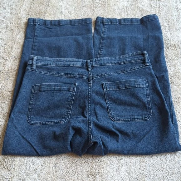 William Rast Dark Wash High Rise Wide Leg Crop Blue Jeans Size 10 Waist 32 Inche