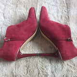 White House Black Market Mila Dark Rouge Red Suede Ankle Zipper Bootie Size 6