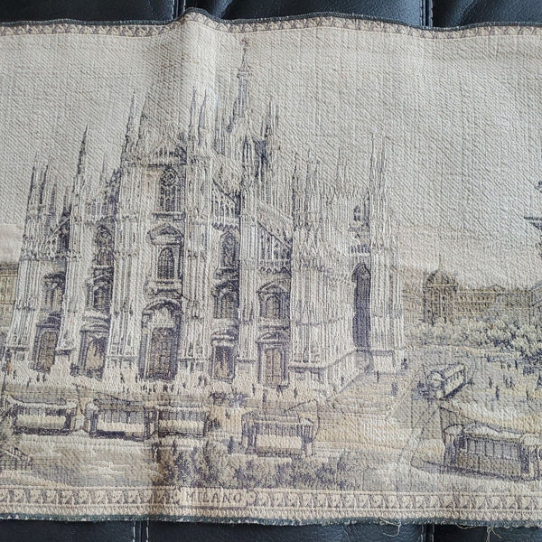 Vintage Milano Italy Wall Hanging Tapestry Table Runner 52 x 18 Machine Woven