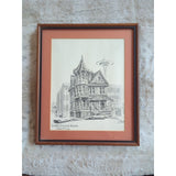 Vtg Erling EJ Olsen Lower Queen Anne Signed Sketch Original Wood Framed 11x13