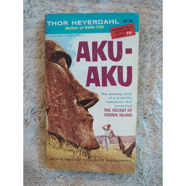 Aku-Aku The Secret Of Easter Island Thor Heyerdahl. Giant Cardinal Edition 1959