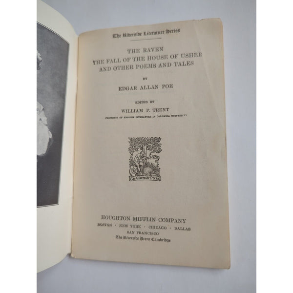 Antique 1897 Riverside Literature Series Raven Fall Of The House Of Usher By Poe