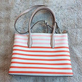 Kate Spade New York Patrice Tropical Red Pink Orange Striped Satchel Tote Bag