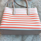 Kate Spade New York Patrice Tropical Red Pink Orange Striped Satchel Tote Bag