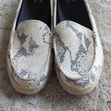 Cole Haan Nantucket Espadrille Chalk Python Leather Embossed Loafers Size 9B