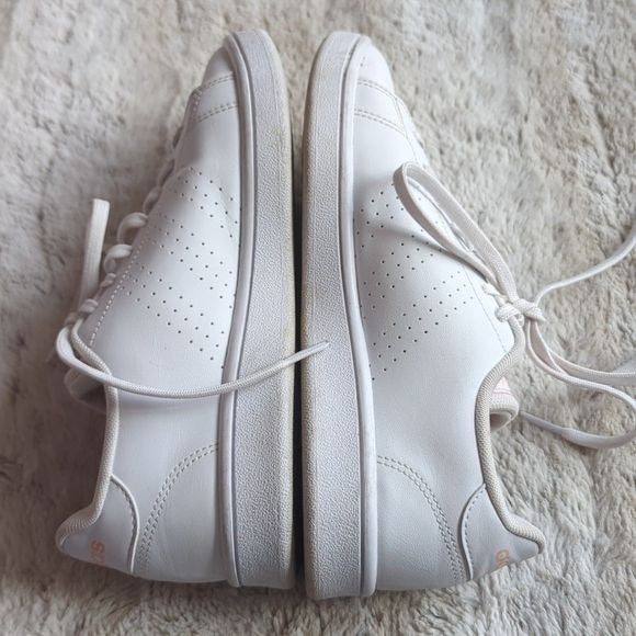 Adidas Women's Advantage Shoes Tennis Athletic White Pink Leather Size 7.5