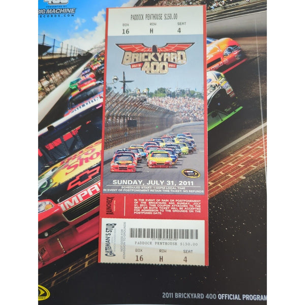 2011 Brickyard 400 Super Weekend Event Program Starting Line Sticker Ticket Set