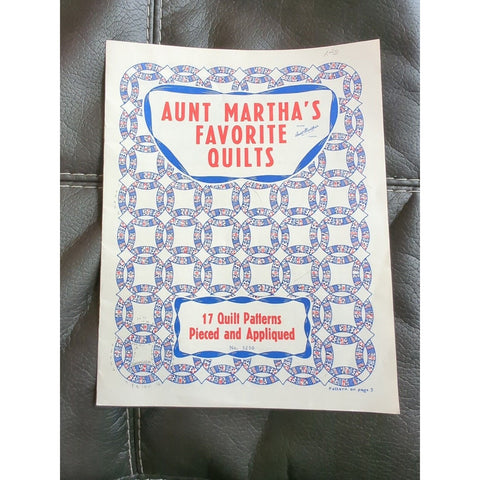 1950s Aunt Marthas Favorite Quilts 3230 Book 17 Pieced+Appliqued Patterns 12998
