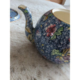 Vtg 1930's Royal Winton Grimwades Chintz Blue Albans Teapot Plate Butterflies