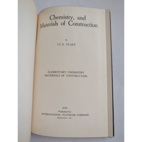 Vintage Chemistry and Materials of Construction 1942 International Textbook 211C