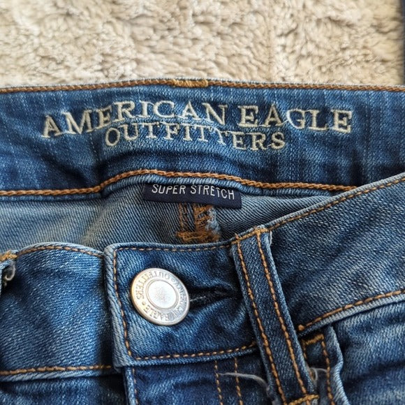 American Eagle Super Stretch Mid Rise Jegging Blue Jeans Size 2L