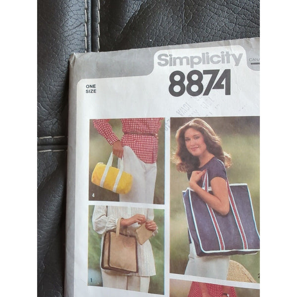 8874 Simplicity Vintage 70's Tote Bag Sewing Pattern Sz. One Size