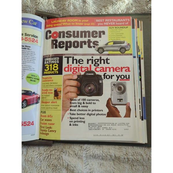 2006 CONSUMER REPORTS Magazine Monthly Jan-Dec Address Labels - In Green Binder