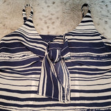 Cabi Blue and White Horizontal Stripe Front Tie VNeck Above Knee Dress Size S