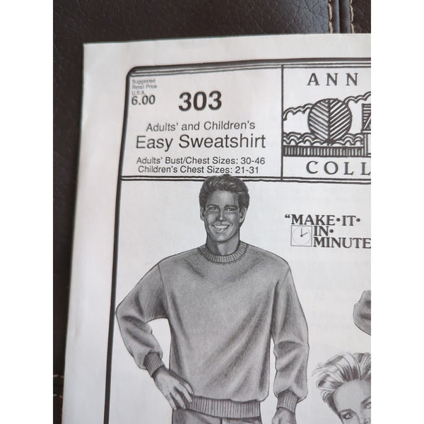 Ann Person Collectibles Stretch and Sew Pattern #303 Easy Sweatshirt UC 1993