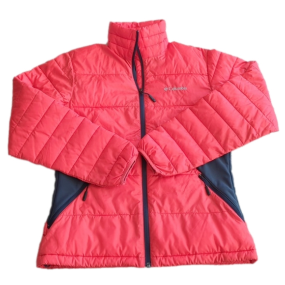 Columbia Women's Red and Grey Medium Weight Packable Puffer Coat Jacket Size S