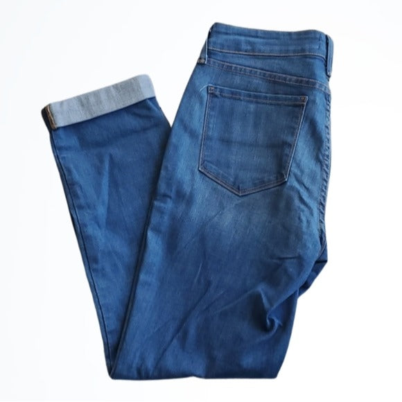 NYDJ Brighter Blue Wash Sylvia Relaxed Boyfriend Cuffed Blue Jeans Size 6