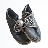 Vans Blue Grey Denim Looking Tie Low Top Fashion Sneakers Flats Shoes Size 8.5
