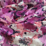 Ann Taylor LOFT Long Thin Floral and Splotchy Scarf Purple Navy Pink NWT