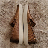 Vince Camuto Women's Cariana Bronze Leather Slip-On Sneakers Shoes Size 8 M