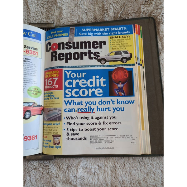 2005 CONSUMER REPORTS Magazine Monthly Jan-Dec Address Labels - In Green Binder