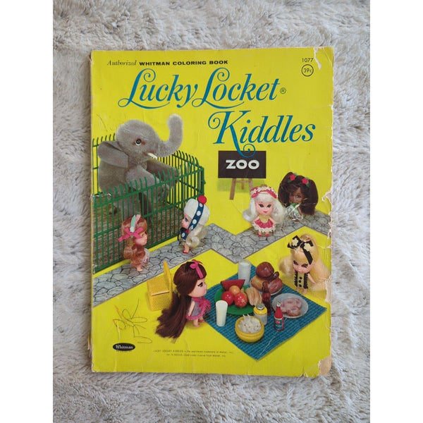 Lucky Locket Kiddles Zoo Coloring Book VTG SC 1968 Rougher Condition Whitman