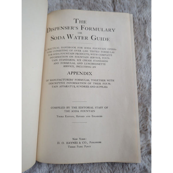 The Dispensers Formulary Or Soda Water Guide The Soda Fountain Third Edition HC