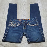 Rock Revival Lower Rise Darker Wash Lux Skinny Blue Jeans Size 26